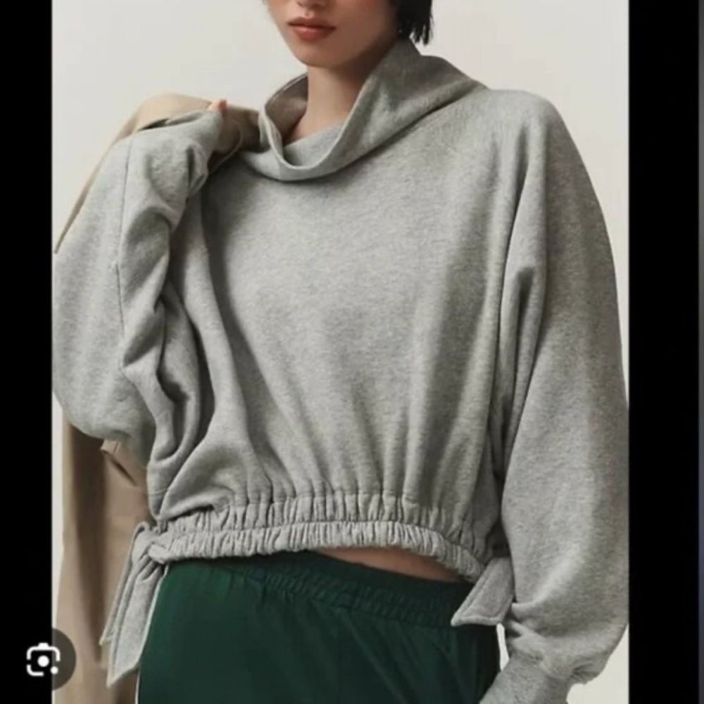 NWT Free People Gray Drawstring Sweatshirt